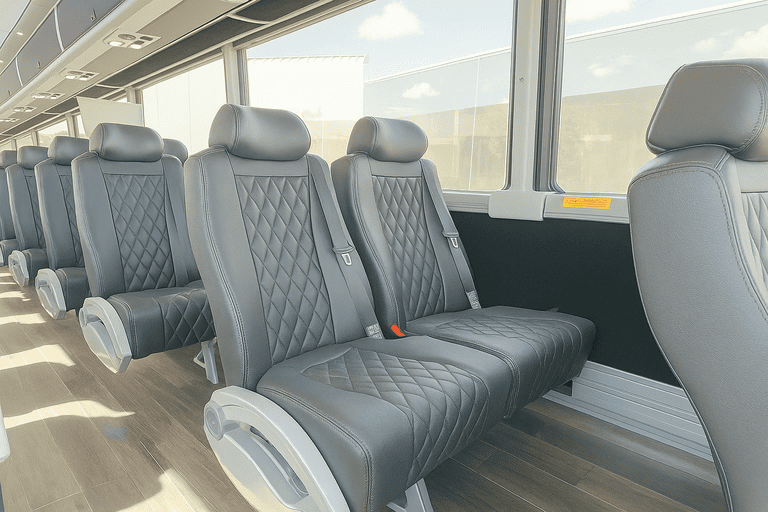 interior of Downey Shuttle Bus Rentals charter bus